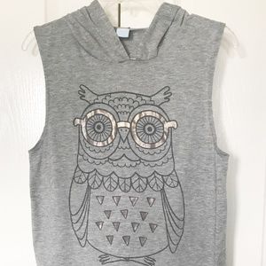 🎃Cloudless sleeveless hooded shirt with large owl